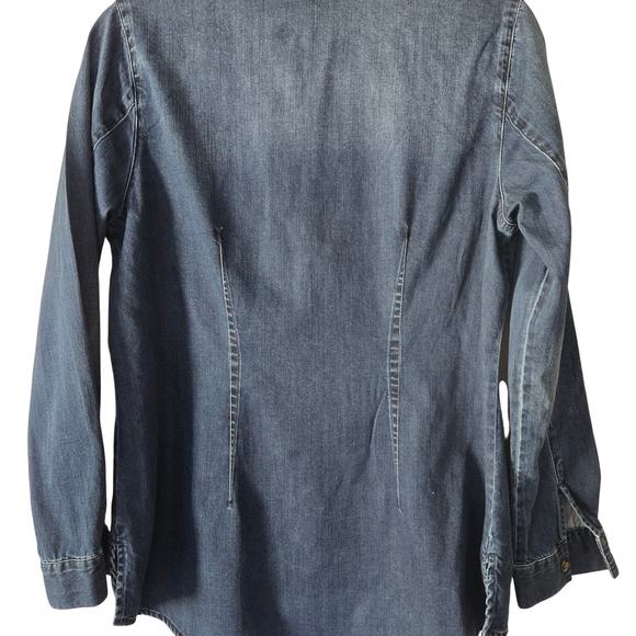 Cabi Waterfront Denim Bow Shirt Long sleeve Button‎ Down Size Medium Tencel - Picture 7 of 8